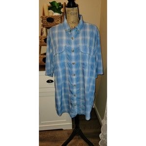 Duluth Trading Co Shirt Men's XL Tall Plaid Relaxed Fit Untucked Button Down